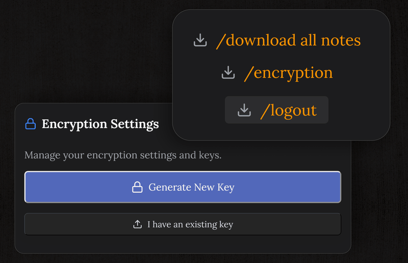 Encryption settings and security features